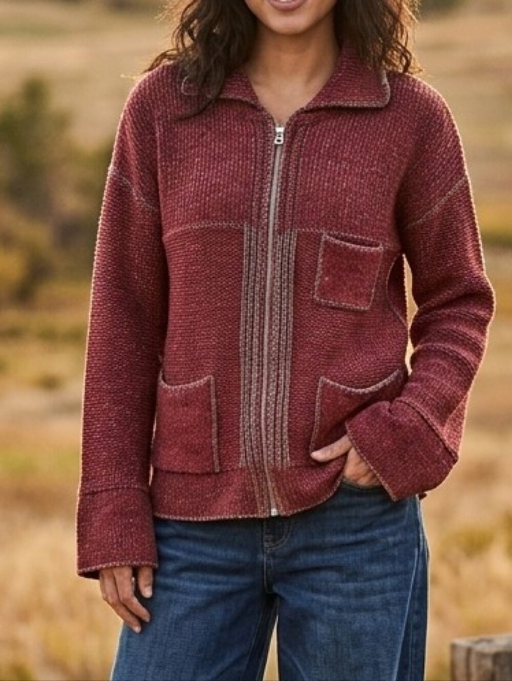Vtg 90s The Territory Ahead Wool Cardigan Sweater L Gorpcore Earthy Boho Cobain